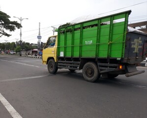 truck on the road, or truk lewat di jalan, Magelang, Jawa Tengah, Indonesia