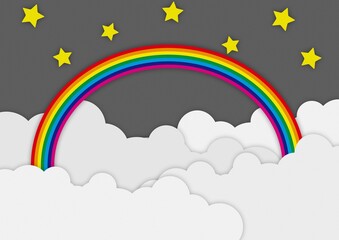 紙工作のような夜空と虹の背景