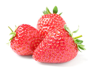 Delicious fresh red strawberries on white background