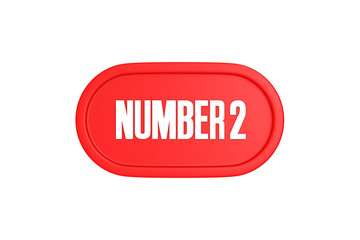 2 Number sign in red color isolated on white background, 3d render.