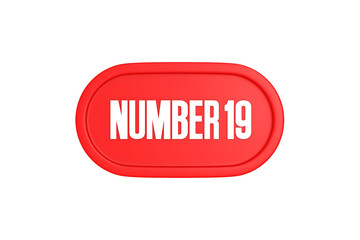 19 Number sign in red color isolated on white background, 3d render.