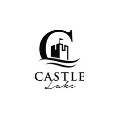 initials C with castle and lake logo 