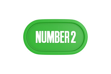 2 Number sign in green color isolated on white background, 3d render.