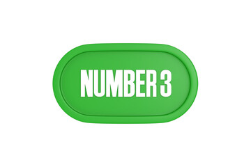 3 Number sign in green color isolated on white background, 3d render.