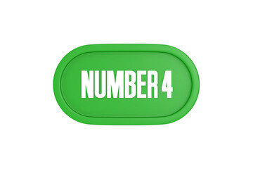 4 Number sign in green color isolated on white background, 3d render.