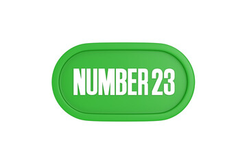 23 Number sign in green color isolated on white background, 3d render.