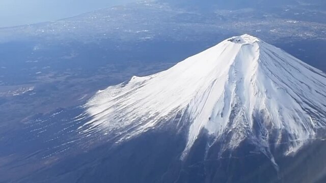 富士山　空撮　冬景色