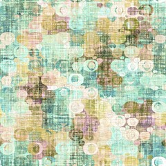 Rustic mottled linen woven texture. Seamless printed fabric pattern. Tropical pastel coastal style. Interior textile background. Mottled colorful peach green dye stains. Soft rustic summer home decor
