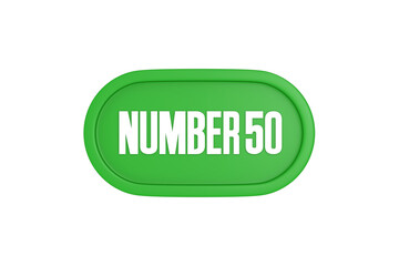 50 Number sign in green color isolated on white background, 3d render.