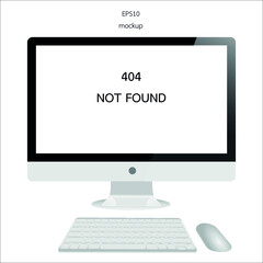 monitor or display keybord and mouse on white background isolated vector
