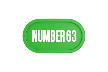 63 Number sign in green color isolated on white background, 3d render.