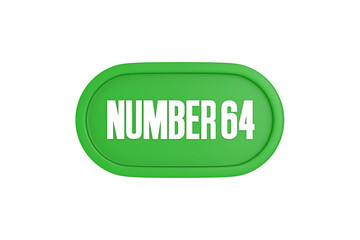 64 Number sign in green color isolated on white background, 3d render.