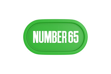 65 Number sign in green color isolated on white background, 3d render.