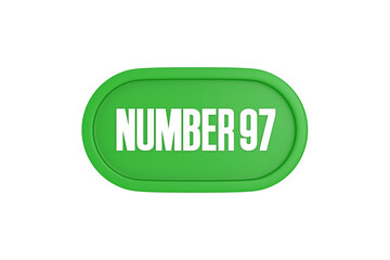 97 Number sign in green color isolated on white background, 3d render.