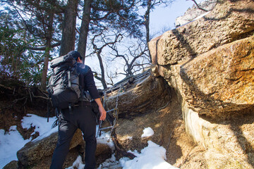御在所岳登山　中登山道の梯子