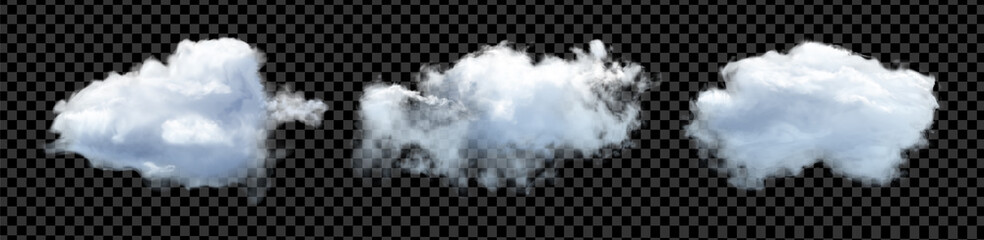 Vector clouds. Realistic fluffy cloud isolated set - obrazy, fototapety, plakaty