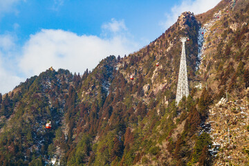 御在所岳登山　中登山道から眺める御在所ロープウェイ