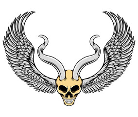 The evil skull with the metal horns and the wings