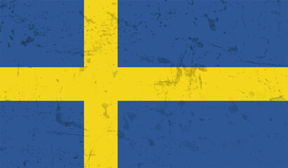 Grunge Sweden flag. Sweden flag with waving grunge texture.