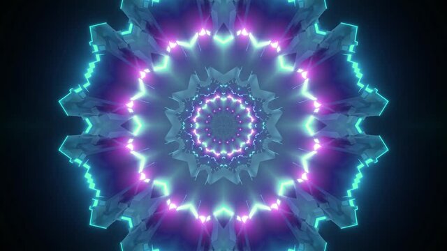 A 3d rendering of a futuristic kaleidoscope portal with colorful neon lights in 4K