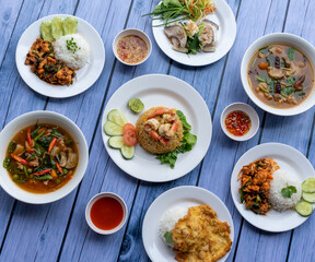 Thai Food Mixes of Soups and Rice Dishes