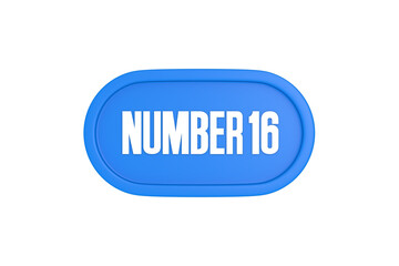 16 Number sign in light blue color isolated on white background, 3d render.