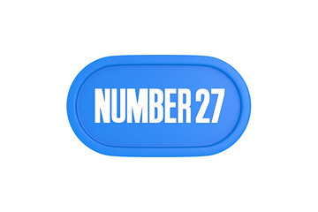 27 Number sign in light blue color isolated on white background, 3d render.