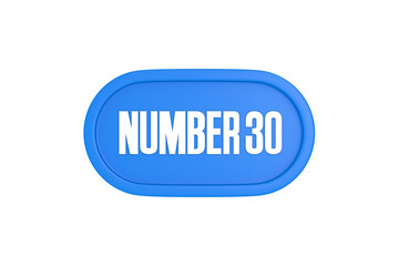 30 Number sign in light blue color isolated on white background, 3d render.