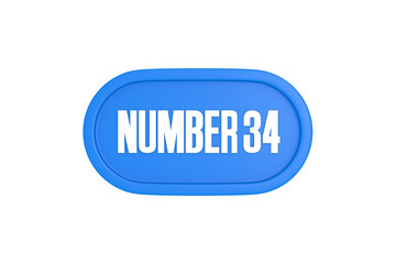 34 Number sign in light blue color isolated on white background, 3d render.