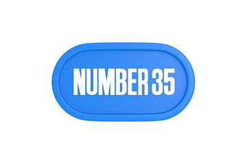 35 Number sign in light blue color isolated on white background, 3d render.