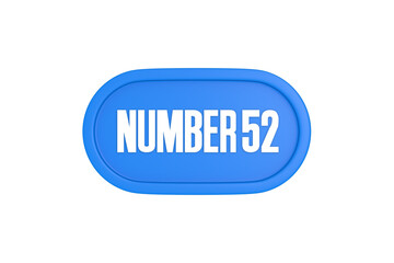 52 Number sign in light blue color isolated on white background, 3d render.
