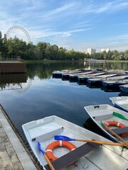 boat on the lake in the park, Moscow, Russia