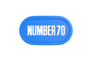 70 Number sign in light blue color isolated on white background, 3d render.