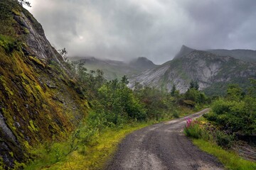 Rainy day in Norway mountains