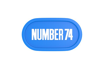 74 Number sign in light blue color isolated on white background, 3d render.