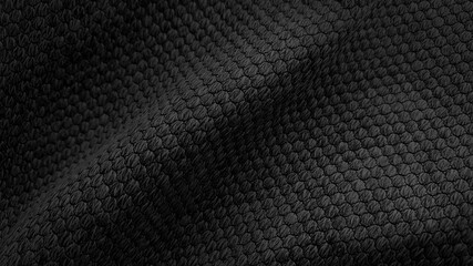 close up texture dark black fabric of sackcloth drapery, photo shoot by depth of field for object....