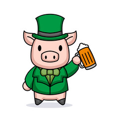 Cute pig with St. Patrick's Day costume