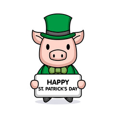 Cute pig with St. Patrick's Day costume