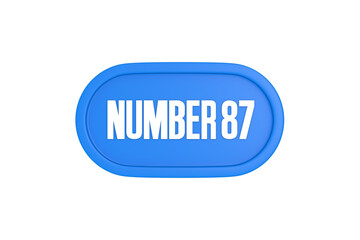 87 Number sign in light blue color isolated on white background, 3d render.