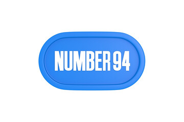 94 Number sign in light blue color isolated on white background, 3d render.