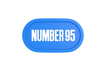 95 Number sign in light blue color isolated on white background, 3d render.