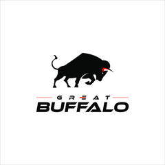 Bison Silhouette Logo Wild Buffalo Animal Vector Graphic Design Element Ideas