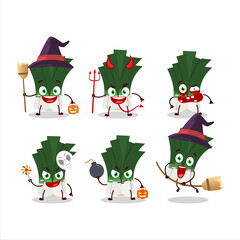 Halloween expression emoticons with cartoon character of leek