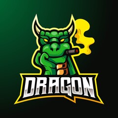 Dragon mascot logo design vector with modern illustration concept style for badge, emblem and t-shirt printing