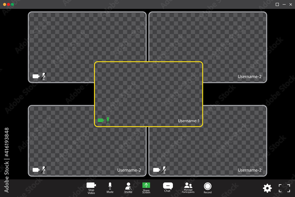 Poster digital user interface. modern template with zoom conference. online video. business webinar chat. s