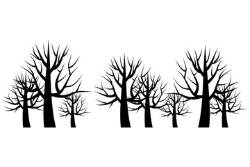 Black trees. Nature landscape. Color pattern, vector illustration. Stock image. EPS 10.