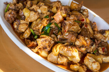 A delicious Chinese dish, stir-fried local chicken