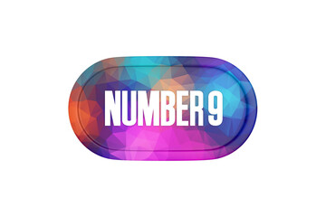 9 Number sign in multicolor isolated on white background, 3d render.