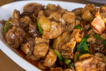 A delicious Chinese dish, stir-fried local chicken