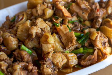 A delicious Chinese dish, stir-fried local chicken